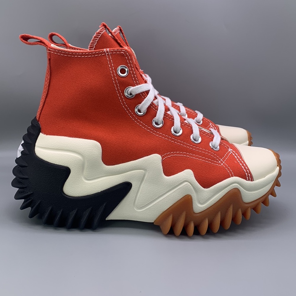 Converse Orange, White & Black Platform Run Star Hike Motion High Top Sneakers
